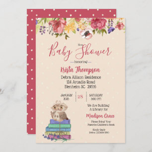 Cute Brown Owl Baby Shower Invitation