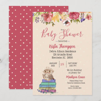 Cute Brown Owl Baby Shower Invitation
