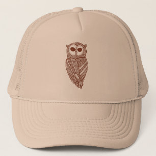 Cute Brown Owl Illustration Trucker Hat