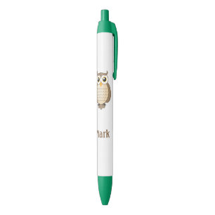 Cute Brown Owl   Personalise Name Black Ink Pen