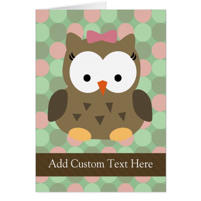 Cute Brown Owl w/Pink Bow (Front)