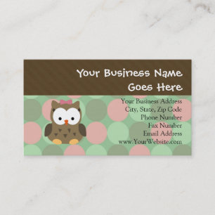 Cute Brown Owl w/Pink Bow Business Card