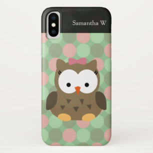 Cute Brown Owl w/Pink Bow iPhone X Case