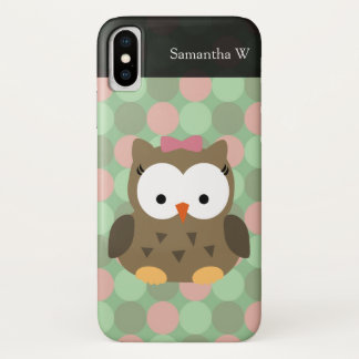 Cute Brown Owl w/Pink Bow iPhone X Case