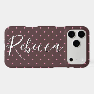 Cute Brown & Pink Polkadots Pattern Boho Polka
