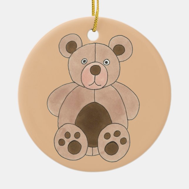 Cute Brown Plush Toy Teddy Bear Stuffed Animal Ceramic Tree Decoration (Front)