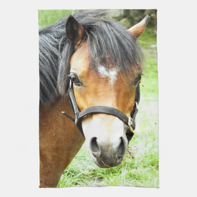 CUTE BROWN PONY  TEA TOWEL (Vertical)