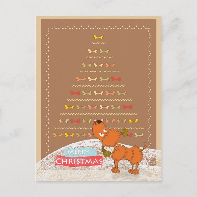cute brown poodle Christmas card (Front)