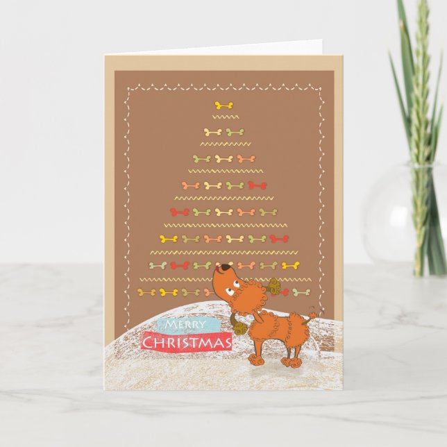 cute brown poodle Christmas card (Front)