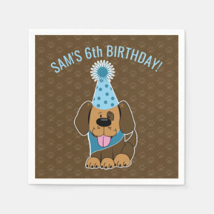 Cute Brown Puppy Paw-ty Birthday Napkin