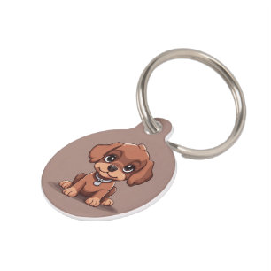 Cute brown puppy pet tag