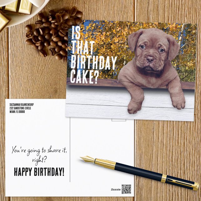 Cute Brown Puppy Photo Special Occasion Template  Postcard (Creator Uploaded)
