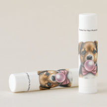 Cute Brown Puppy Pink Bow Tie Blowing Bubble Gum