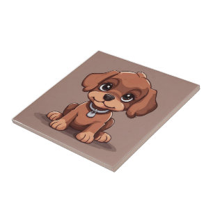 Cute brown puppy tile