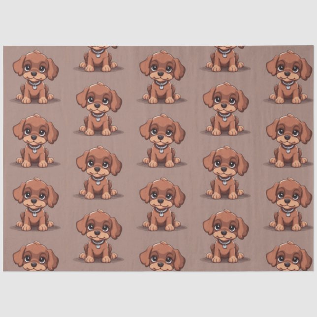 Cute brown puppy tissue paper (Front)