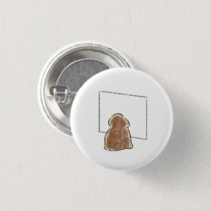 Cute Brown Puppy Waiting by Window Gift 3 Cm Round Badge