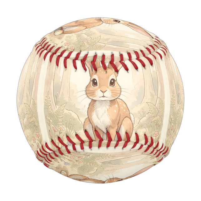 Cute brown rabbit in a forest baseball (Front)