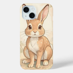 Cute brown rabbit in a forest iPhone 15 case