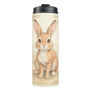 Cute brown rabbit in a forest thermal tumbler