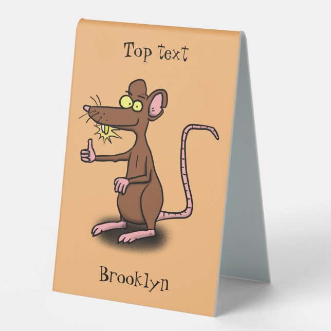 Cute brown rat thumbs up cartoon (Front)