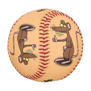 Cute brown rat thumbs up cartoon baseball