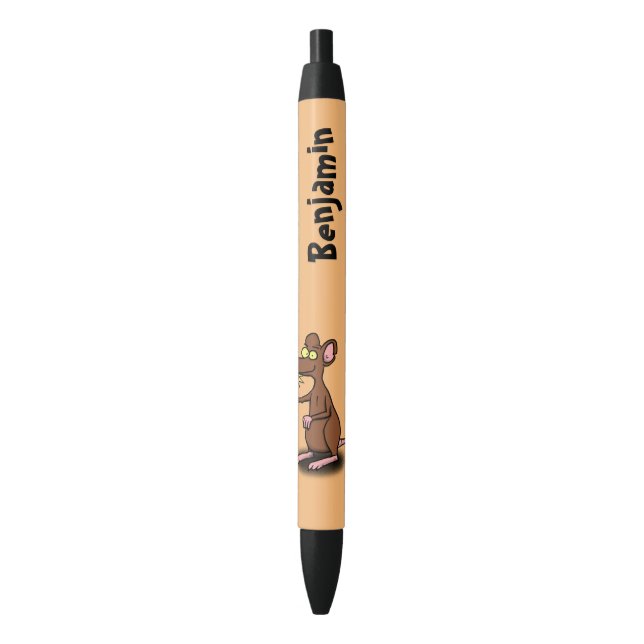 Cute brown rat thumbs up cartoon black ink pen (Front Vertical)