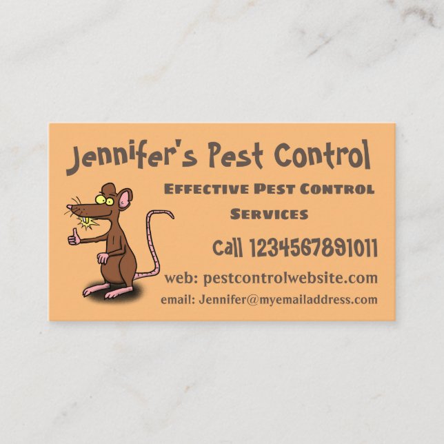 Cute brown rat thumbs up cartoon business card (Front)