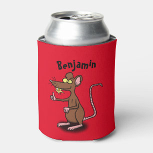Cute brown rat thumbs up cartoon can cooler