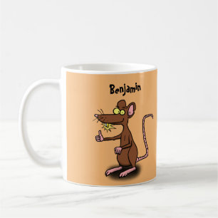 Cute brown rat thumbs up cartoon coffee mug