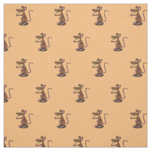 Cute brown rat thumbs up cartoon fabric