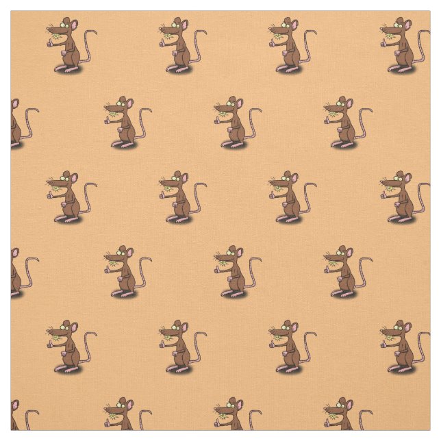Cute brown rat thumbs up cartoon fabric (Swatch)