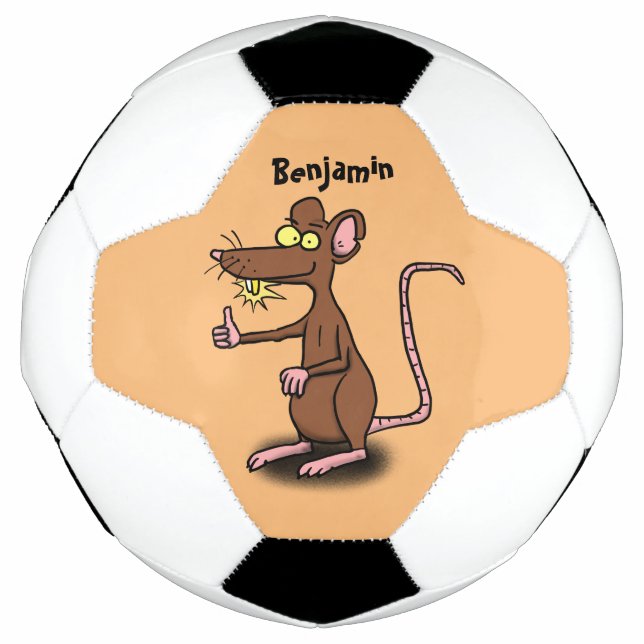 Cute brown rat thumbs up cartoon football (Front)