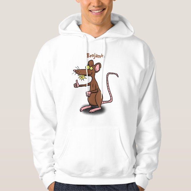 Cute brown rat thumbs up cartoon hoodie (Front)