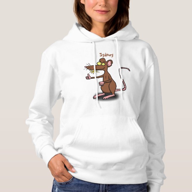 Cute brown rat thumbs up cartoon hoodie (Front)