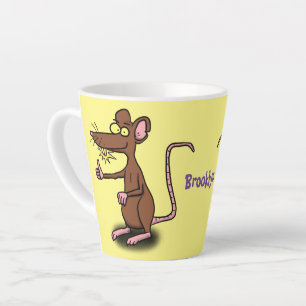 Cute brown rat thumbs up cartoon  latte mug