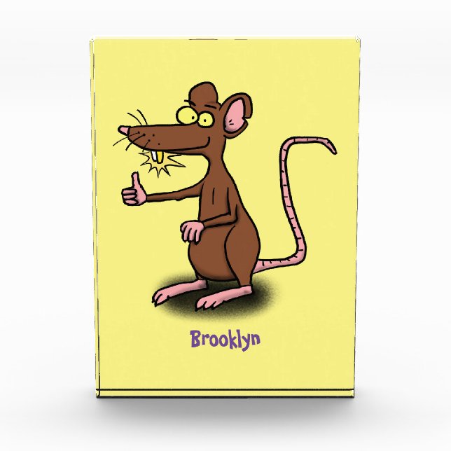 Cute brown rat thumbs up cartoon photo block (Front)