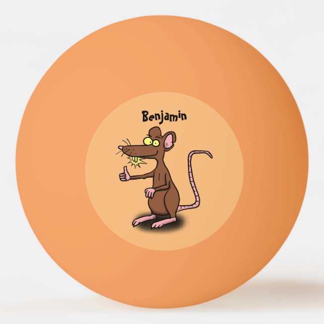 Cute brown rat thumbs up cartoon ping pong ball (Front)