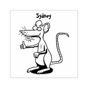 Cute brown rat thumbs up cartoon rubber stamp