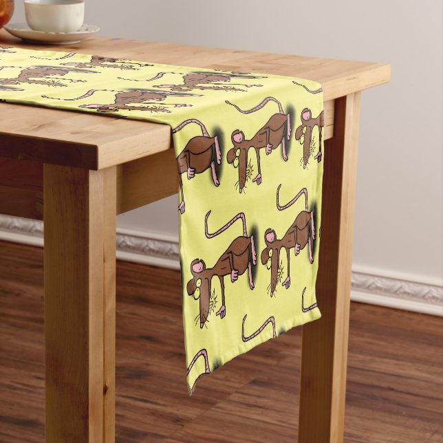 Cute brown rat thumbs up cartoon short table runner (In Situ)
