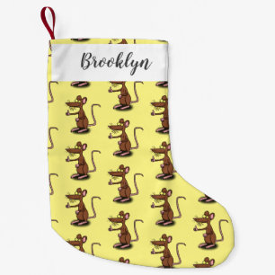Cute brown rat thumbs up cartoon small christmas stocking