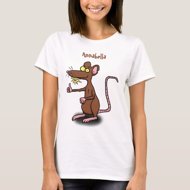 Cute brown rat thumbs up cartoon T-Shirt (Front)