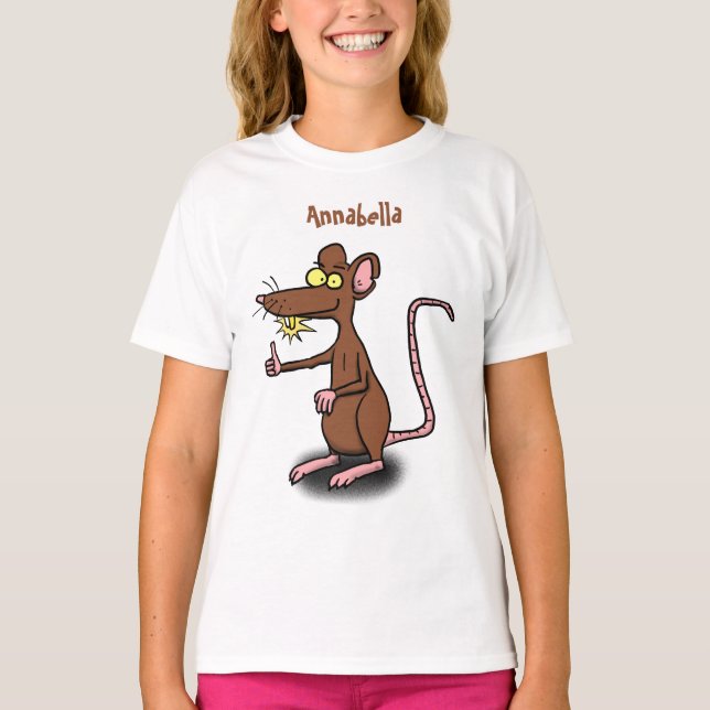 Cute brown rat thumbs up cartoon T-Shirt (Front)