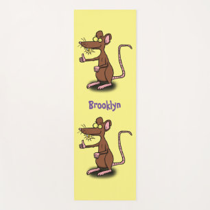 Cute brown rat thumbs up cartoon yoga mat