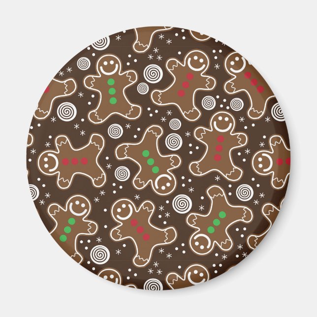 Cute Brown Red Green Christmas Gingerbreads Magnet (Front)