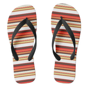 Cute brown red stripes flip flops