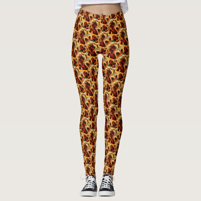 Cute brown seamless smudge pattern leggings (Front)
