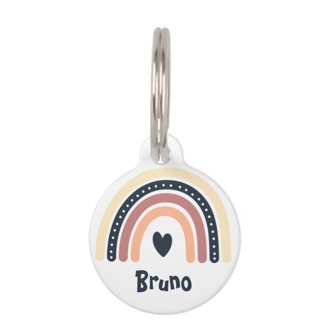CUTE BROWN SHADE RAINBOW BOHO   PET TAG (Front)