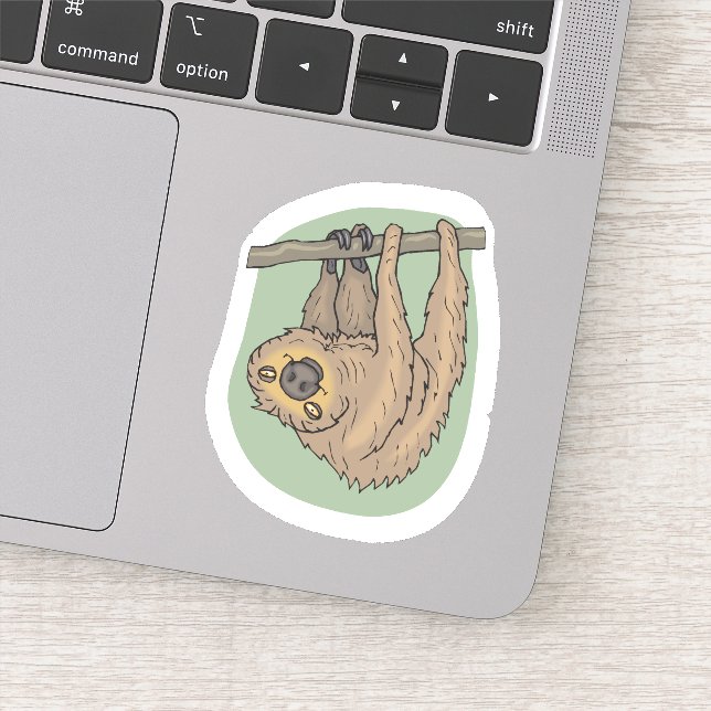 Cute Brown Sloth Hanging Upside Down Illustration (Detail)