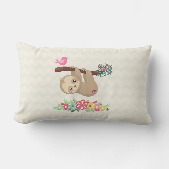Cute Brown Sloth Hanging Upside down Lumbar Cushion (Front)
