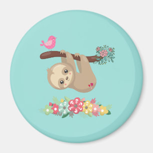 Cute Brown Sloth Hanging Upside down Magnet